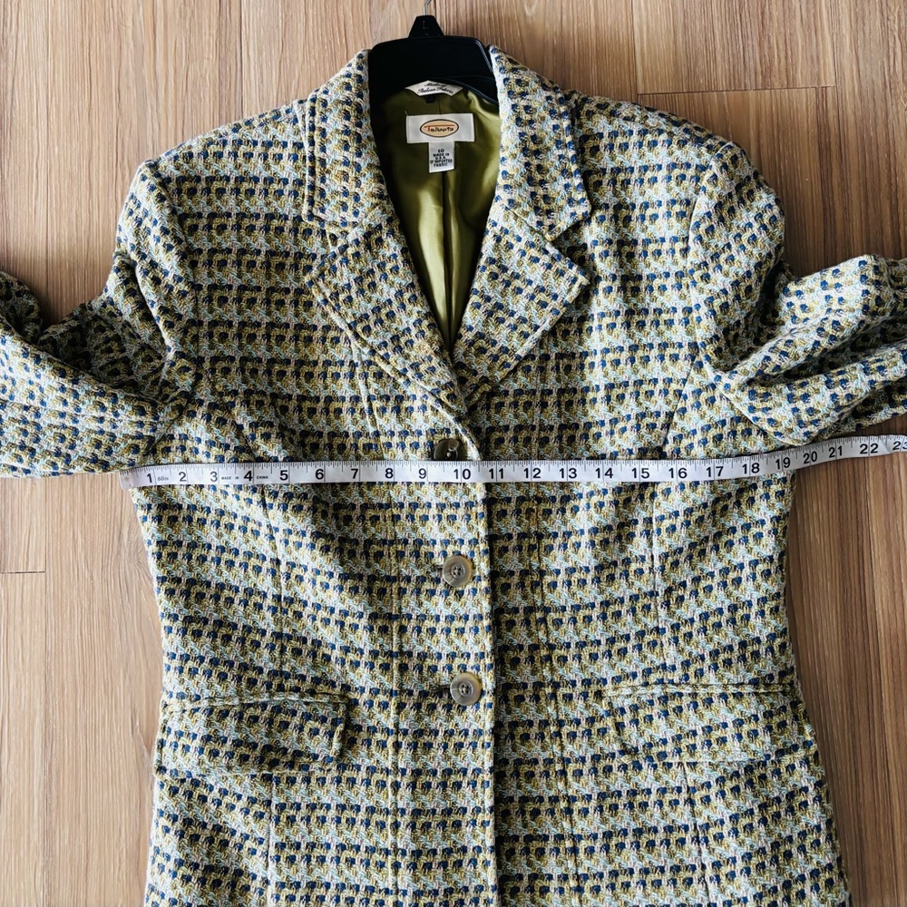 VTG Talbots Blazer Green Tweed Wool Blend Womens 10 Office Academia Preppy USA - Picture 7 of 11